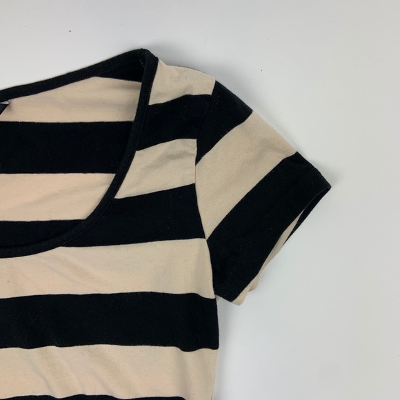 HM Dress Womens XS Short Sleeve Round Neck Black Cream Stripes - Picture 4 of 6